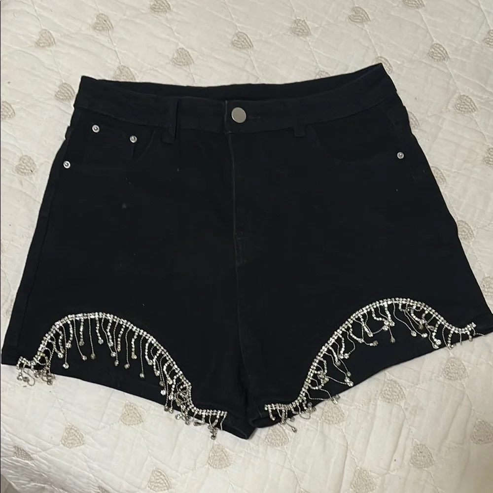 Black Beaded Women's Shorts - Picture 1 of 1
